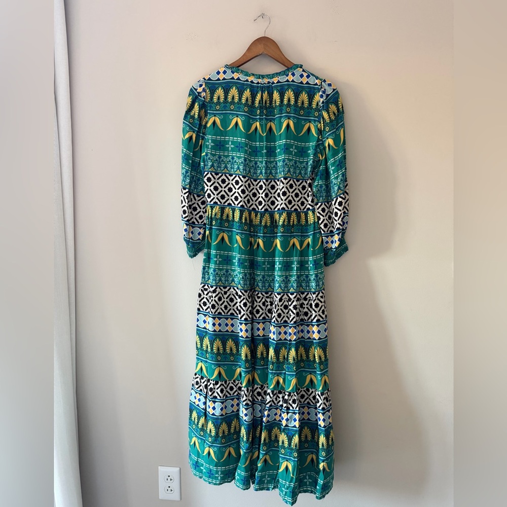 Philosophy Teal and Yellow Geometric Patterned Maxi Dress Size Small NWT - Picture 2 of 11